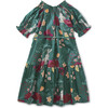 Puff Sleeve Tie Waist Dress, Forest Floral In Green - Dresses - 2