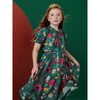 Puff Sleeve Tie Waist Dress, Forest Floral In Green - Dresses - 3