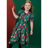 Puff Sleeve Tie Waist Dress, Forest Floral In Green - Dresses - 4