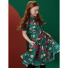 Puff Sleeve Tie Waist Dress, Forest Floral In Green - Dresses - 5