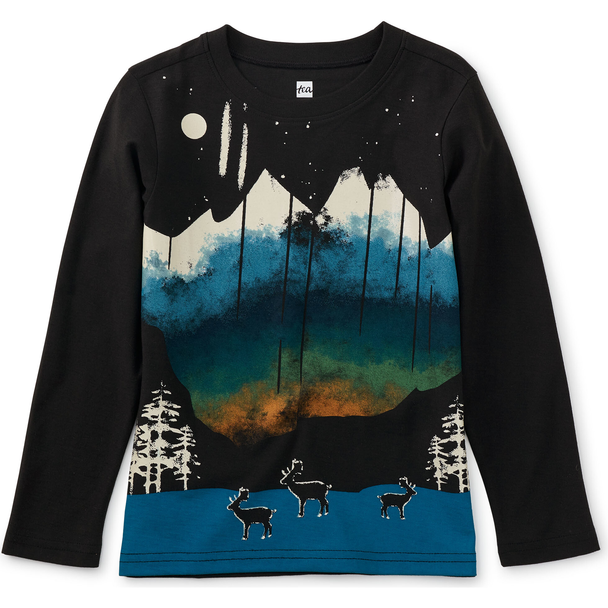 Northern Lights Graphic Tee, Jet Black - T-Shirts - 1