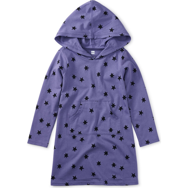 Hooded Pocket Dress, Mini Stars In Purple