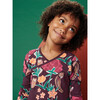 Long Sleeve Wrap Neck Dress, Forest Floral In Red - Dresses - 3