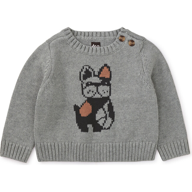 Frenchie Baby Sweater, Med Heather Grey