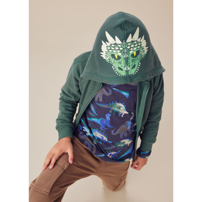 Long Sleeve Printed Pocket Tee, Watercolor Dinosaurs - T-Shirts - 4