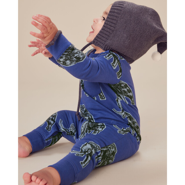Long Sleeve Pocket Baby Romper, Wooly Mammoth Stamp - Rompers - 2