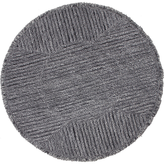 Black Tea Round Woolable Rug, Charcoal & Natural
