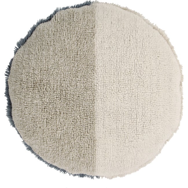 Sun Rays 2-Shade Round Woolable Floor Cushion, Sea Shell, Sandstone & Smoke Blue - Kids Seating - 2