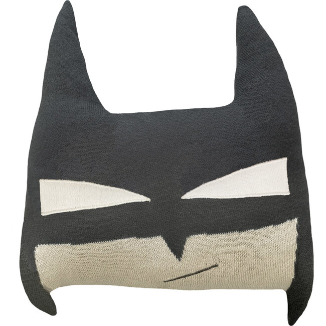 Batboy Knitted Cushion, Dark Grey & Natural