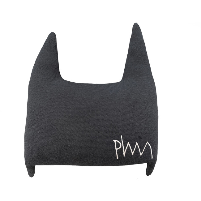 Batboy Knitted Cushion, Dark Grey & Natural - Decorative Pillows - 3