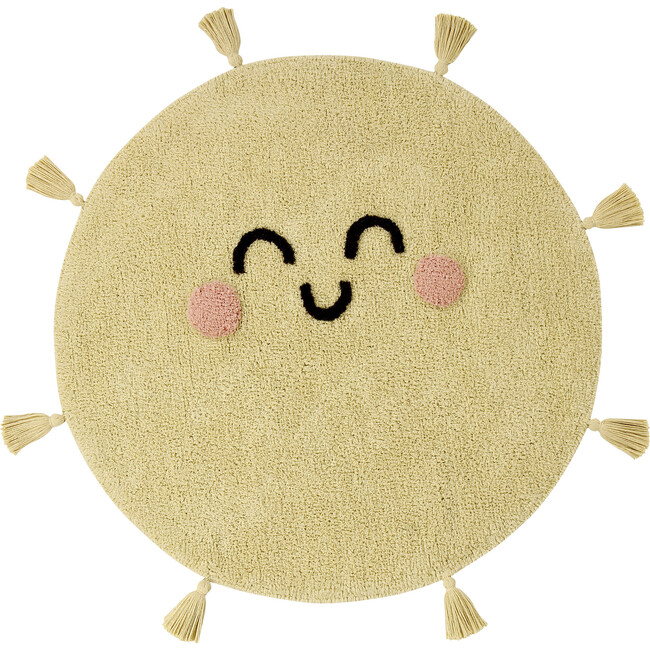 You'Re My Sunshine Tufted Round Rug With Tassels, Light Yellow