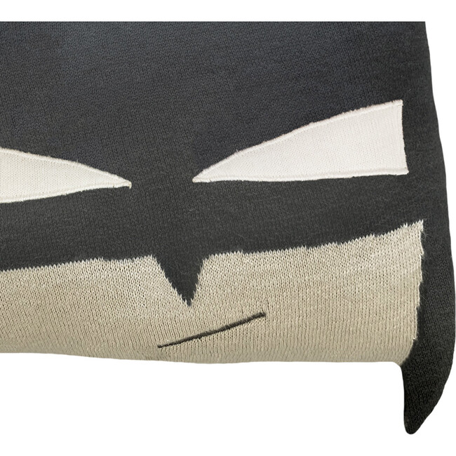 Batboy Knitted Cushion, Dark Grey & Natural - Decorative Pillows - 4