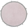 Bubbly Round Rug With Pom Poms, Soft Pink & Grey - Rugs - 1 - thumbnail