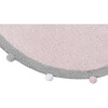 Bubbly Round Rug With Pom Poms, Soft Pink & Grey - Rugs - 3