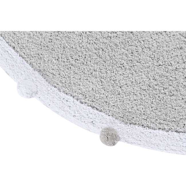 Bubbly Round Rug With Pom Poms, Light Grey & White - Rugs - 3