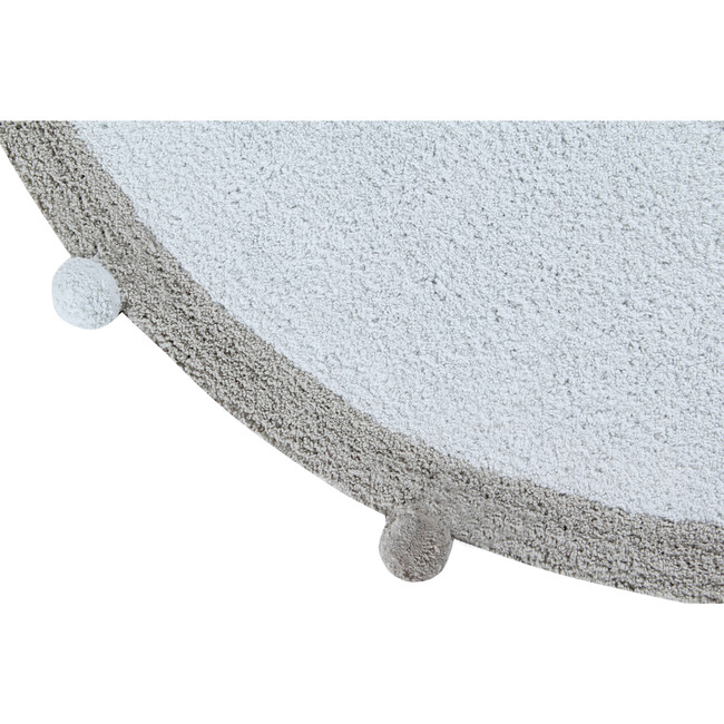 Bubbly Round Rug With Pom Poms, Soft Blue & Grey - Rugs - 3