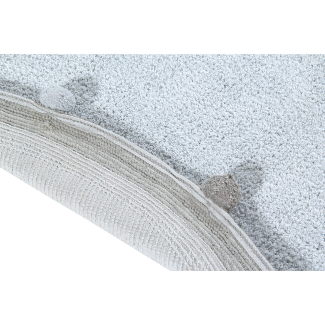 Bubbly Round Rug With Pom Poms, Soft Blue & Grey - Rugs - 4