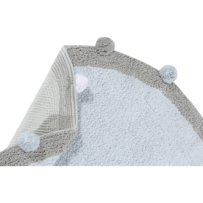 Bubbly Round Rug With Pom Poms, Soft Blue & Grey - Rugs - 5