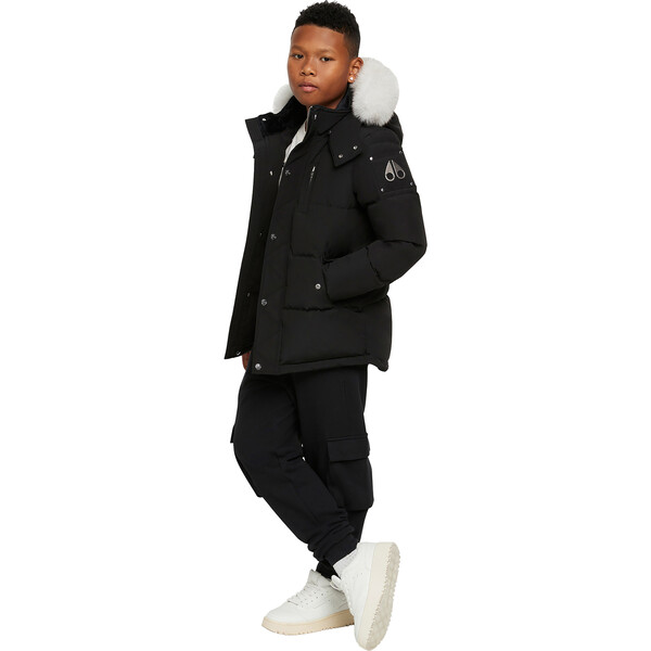 Unisex 3Q Jacket with Shearling Hood, Black - Moose Knuckles Outerwear ...