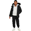 Unisex 3Q Jacket with Shearling Hood, Black 2 - Coats - 1 - thumbnail