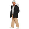 Unisex Parka with Shearling Hood, Black - Coats - 1 - thumbnail