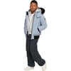 Unisex Bomber Jacket with Shearling Hood, Grey - Coats - 1 - thumbnail