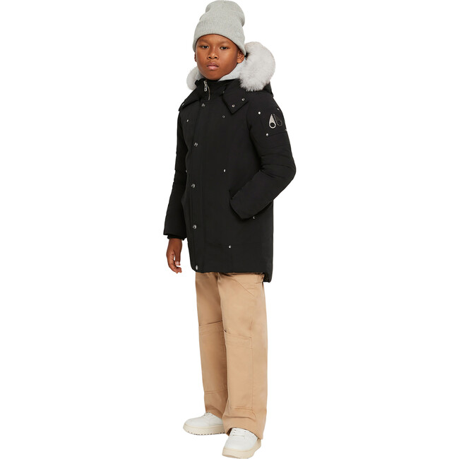 Unisex Parka with Shearling Hood, Black - Coats - 2