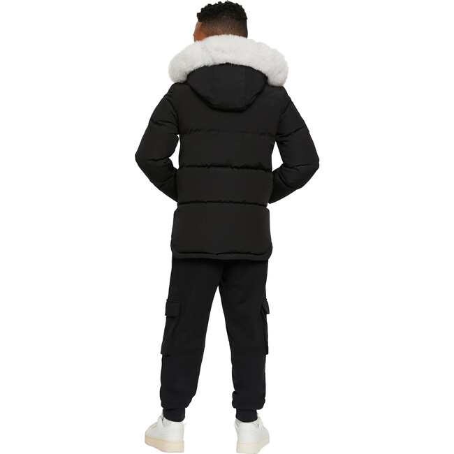 Unisex 3Q Jacket with Shearling Hood, Black - Coats - 3