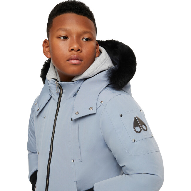 Unisex Bomber Jacket with Shearling Hood, Grey - Coats - 3