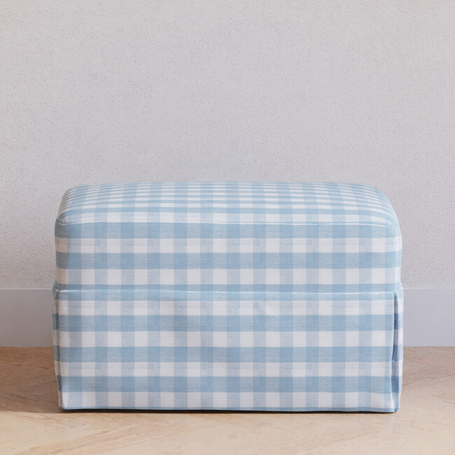 Maisonette x Namesake Crawford Gliding Ottoman, Blue Gingham - Ottomans - 3