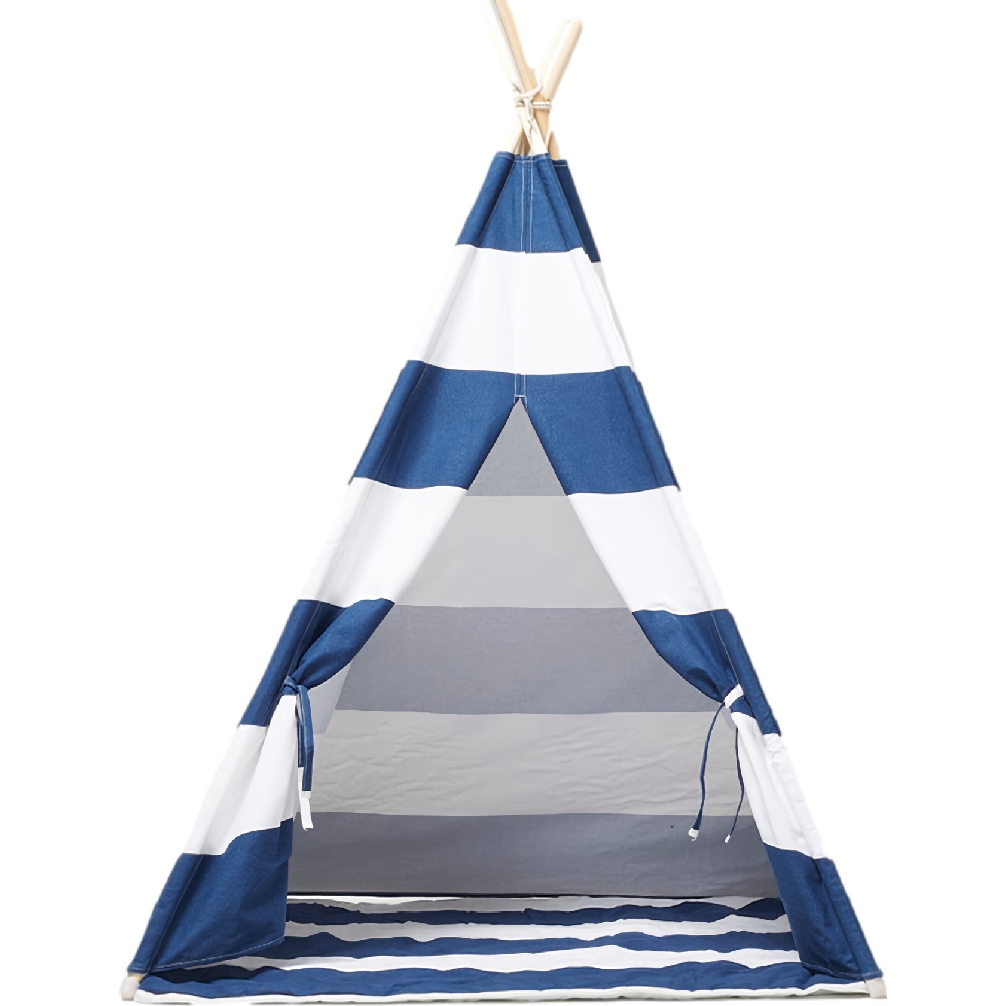 Striped Play Tent With Cushion, Blue & White - Play Tents - 1