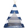 Striped Play Tent With Cushion, Blue & White - Play Tents - 1 - thumbnail