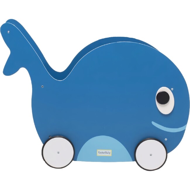 Toddler Whale Push Toy & Toy Storage, Universe Blue