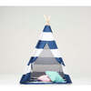 Striped Play Tent With Cushion, Blue & White - Play Tents - 3
