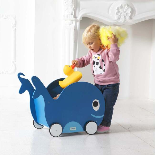 Toddler Whale Push Toy & Toy Storage, Universe Blue - Push & Pull - 3