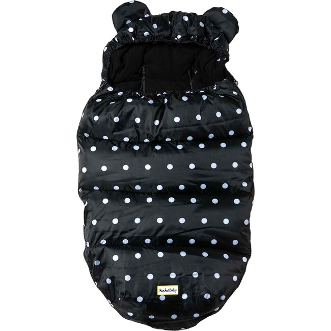 Stroller Footmuff With Ears, Black & White Dots - Stroller Accessories - 1