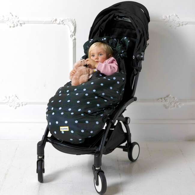 Stroller Footmuff With Ears, Black & White Dots - Stroller Accessories - 2