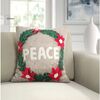 Hand Felted Wool Christmas Pillow - PEACE Wreath in Natural Gray - 20" - Decorative Pillows - 2