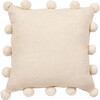 Cream Pom Poms on Cream - Hand Felted Wool Pillow - 20" - Decorative Pillows - 1 - thumbnail