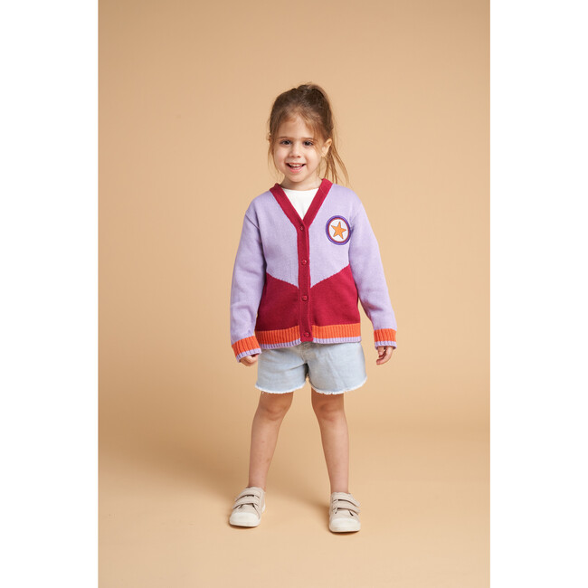 Sky Is The Limit Embroidered Cardigan Sweater, Burgundy & Lilac - Sweaters - 2