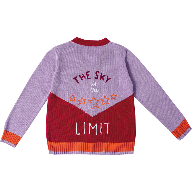 Sky Is The Limit Embroidered Cardigan Sweater, Burgundy & Lilac - Sweaters - 3