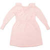 Ruffled Front Round Neck Long Puff Sleeve Dress, Blush - Dresses - 1 - thumbnail