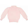 Ruffle Collar Ribbed Hem Long Puff Sleeve Jumper, Blush - Sweaters - 1 - thumbnail