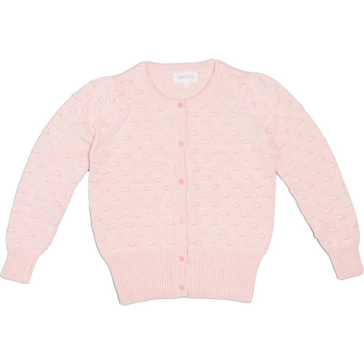 Popcorn Knit Long Sleeve Ribbed Cuff Cardigan, Blush - Cardigans - 1