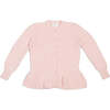 Moss Stitch Ruffle Bottom Long Sleeve Knit Jacket, Blush - Cardigans - 1 - thumbnail