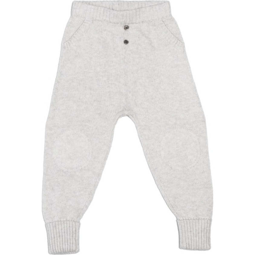 Ribbed Cuff Elasticated Waist Baby Pants, Stone - Pants - 1