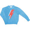 Lightning Knit Long Sleeve Ribbed Round Neck Jumper, Azure - Sweaters - 1 - thumbnail