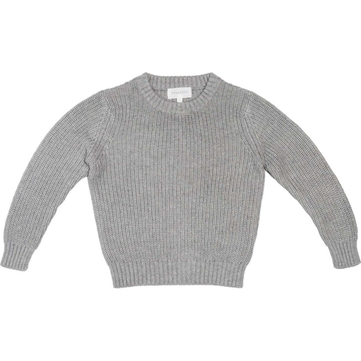 Fisherman Braided Knit Ribbed Neck Jumper, Oxford Grey - Sweaters - 1