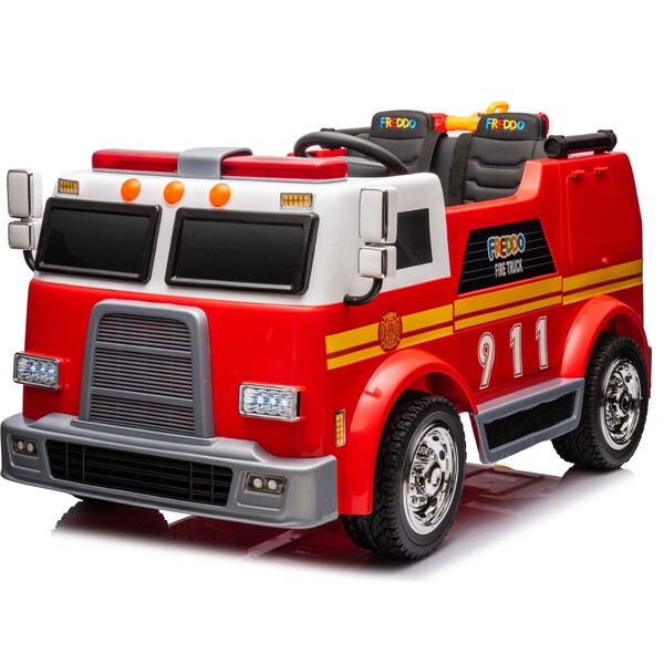 24V Freddo Fire Truck 2-Seater Ride on - Freddo Featured | Maisonette