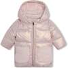 Hooded Puffer Coat, Pink - Coats - 1 - thumbnail